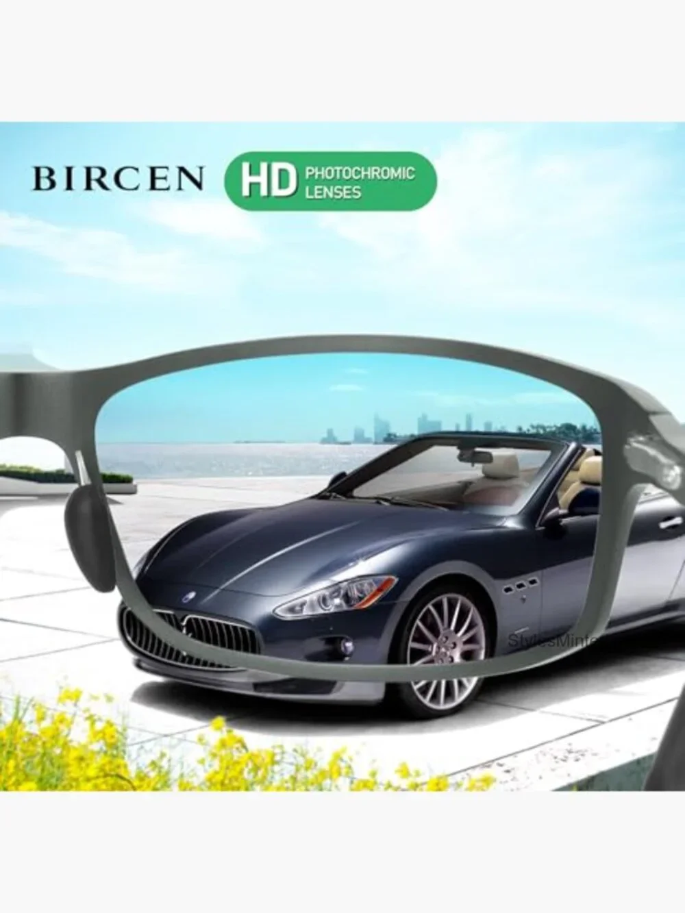 Polarized Wrap-Around Sunglasses Men UV Protection Lightweight Metal Driving